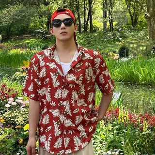 K Tazi Áo sơ mi tay ngắn kiểu Hawaii in ấn áo sơ mi thông thường