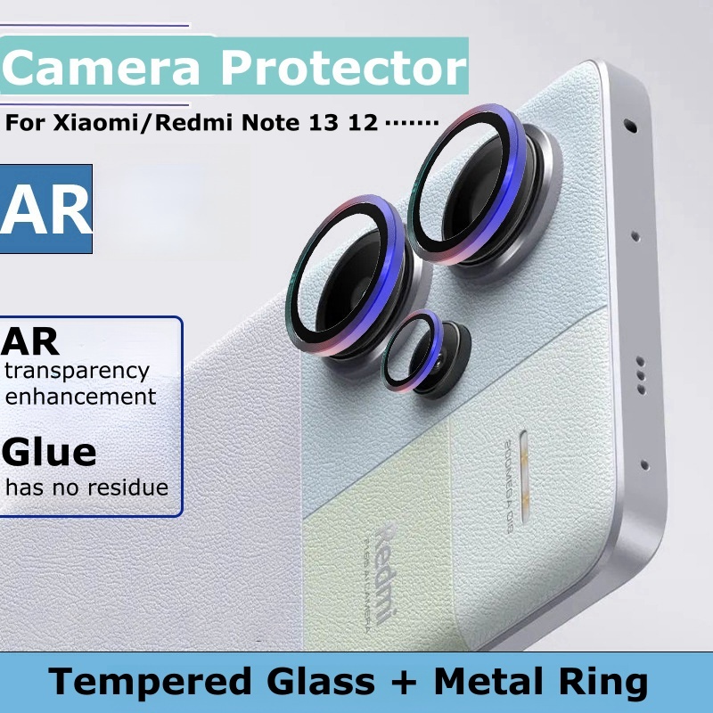2 / 3 Miếng Bảo Vệ Camera Cho Redmi Note 13Pro Plus / 12 pro Bảo Vệ Ống Kính Máy Ảnh Vòng Kim Loại + Kính Cường Lực Cho Redmi Note 13 pro +