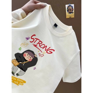 Phong cách Oversize phù hợp với họa tiết phổ biến Áo thun nữ dễ thương Áo thun trắng cổ tròn Áo thun nữ phong cách mới phù hợp với áo thun cotton