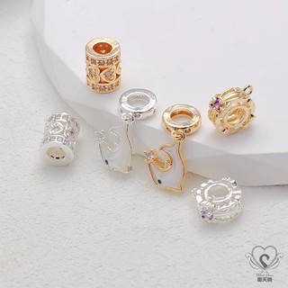 Miếng Đệm Hạt Mặt Dây Chuyền Đuôi Cá Trái Tim Thùng Hạt 14K Giữ Màu Sắc Kẻ Sọc Zircon Thùng Hạt Rỗng Cá Heo Đuôi Cá Heo Hạt diy Handmade Vòng Tay Trang Sức Vòng Cổ Hạt Rời
