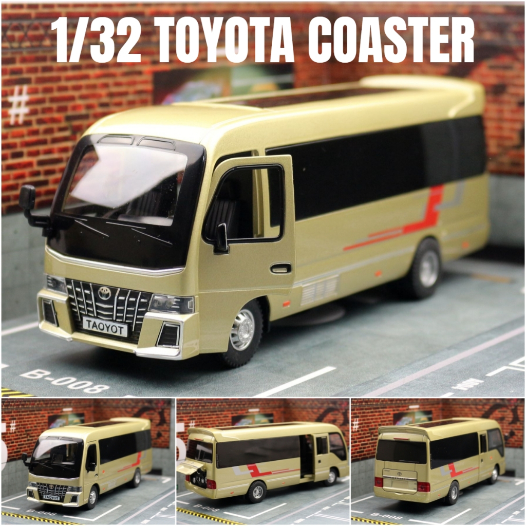 Diecast xe 1: 32 Toyota Coaster BUS Đồ Chơi Xe Ô Tô Mô Hình Diecast Racing Mô Hình Thu Nhỏ Âm Thanh 