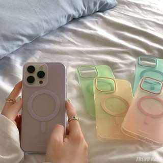 Ins Hàn Quốc Macaron Màu Từ Tính Sạc Không Dây Ốp Lưng Điện Thoại iPhone 15 14 13 12 11 Pro Max Vỏ Mềm Chống Sốc