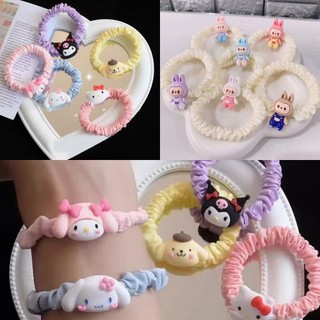 Dây cột tóc đính lông nhung mềm co giãn cho bé gái dễ thương