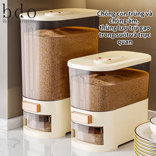 Bdo Xô gạo niêm phong hộ gia đình có nắp bảo quản chống ẩm và chống côn trùng Hộp đựng gạo ngũ cốc