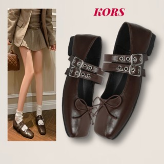 💕KORS💕Giày búp bê nữ mũi vuông thời,Giày Mary Jane kiểu Pháp nữ cổ điển miệng nông giày đơn thời trang xuân thu dép y2k