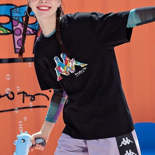 ((Cotton Nguyên Chất) Kappa Kappa Joint Ngắn Tay Cặp Đôi Nam Nữ Áo Thun Thể Thao Hàng Có Sẵn