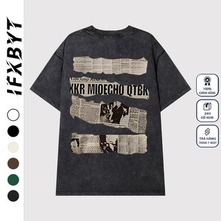 vintage Nâu xám áo phông nữ form rộng logo in ấn cổ tròn dáng rộng áo thun bigsize 100%cotton ulzzang local brand