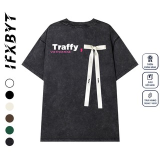 Vintage áo phông nữ form rộng nơ in hình mỏng cổ tròn  áo thun ngắn tay mùa hè 100%cotton local brand
