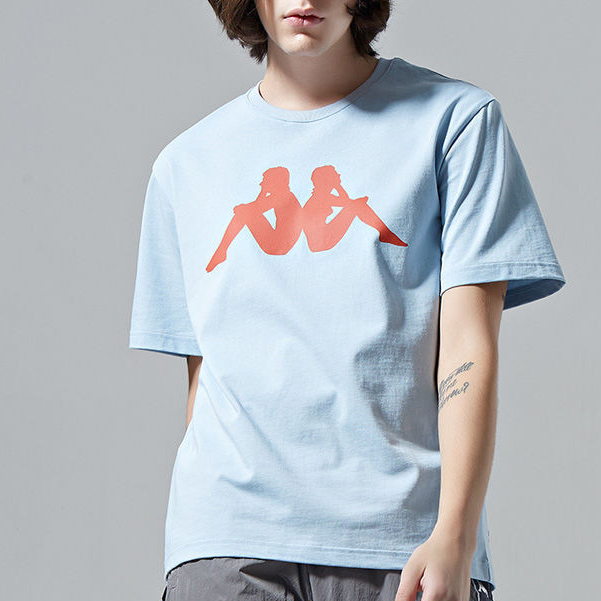 ((Cotton nguyên chất) Áo sơ mi họa tiết ngắn tay KAPPA KAPPA Unisex Áo thun nửa tay mùa xuân Phong c