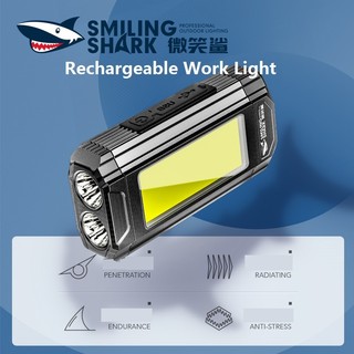 Smile Shark Đèn làm việc siêu sáng Đèn làm việc COB có thể sạc lại Q5 * 2 30W Đèn pha có đuôi nam châm Móc kẹp đa chức năng