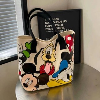 Túi vải hoạt hình Mickey Túi Tote sức chứa lớn Túi đeo vai