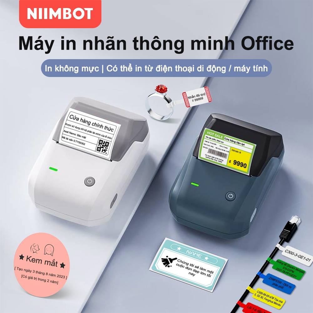NIIMBOT B1 Máy in nhãn di động , máy in nhiệt cầm tay nhỏ gọn, in mã vạch và mã QR
