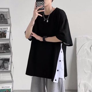 Nam tay ngắn hợp thời trang màu trơn 2024 cổ tròn chất lượng cao lên hàng đầu unisex
