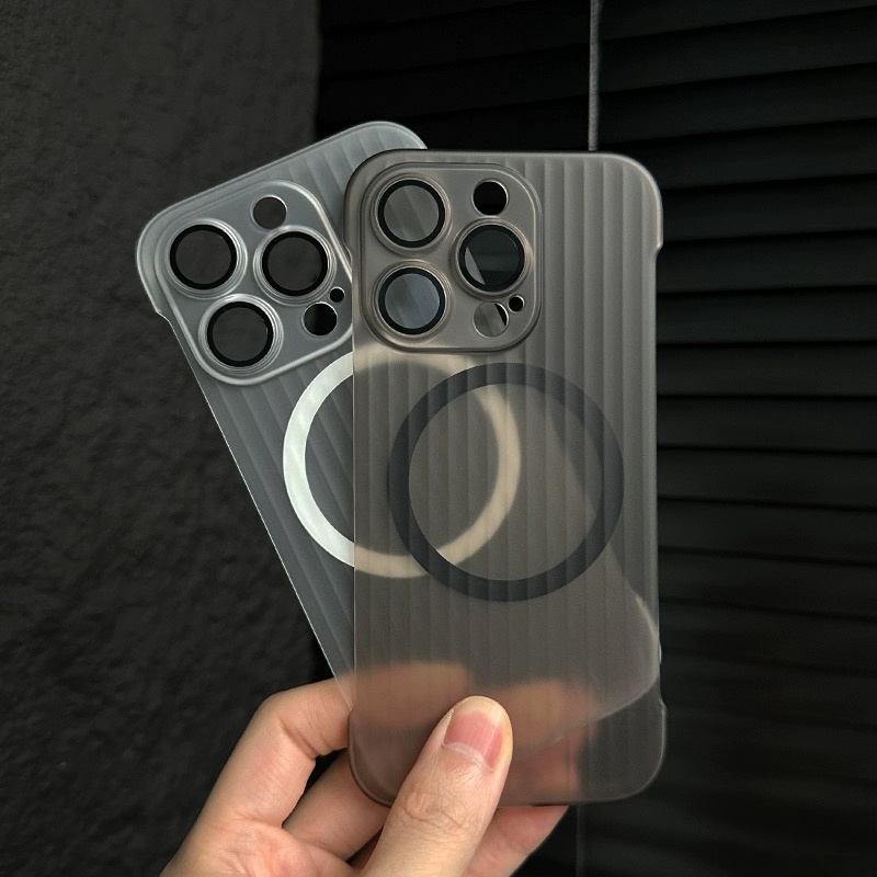 【Cooling matte hard case/With lens Film/Gray】Ốp lưng compatible for iPhone 12 13 14 15 pro max case