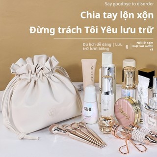 Lười Túi Bảo Quản ins Phong Cách Giá Trị Cao Cấp Túi Đựng Mỹ Phẩm Dung Tích Lớn Du Lịch Di Động Dây Rút PU Dây Rút túi xách