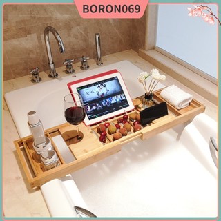 70cm Giá đỡ bồn tắm bằng tre Bồn có khay phục vụ Nhà vệ sinh Kệ thể mở rộng điện thoại trong nhà Boron069