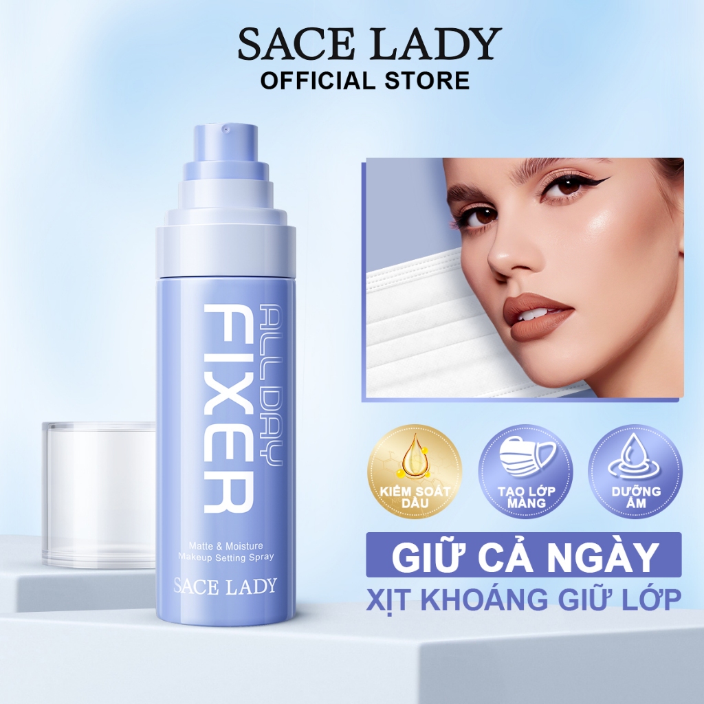 SACE LADY Xịt Khoá Nền Trang điểm Tạo Hiệu ứng Bóng Trong Thời Gian Dài Quyến Rũ