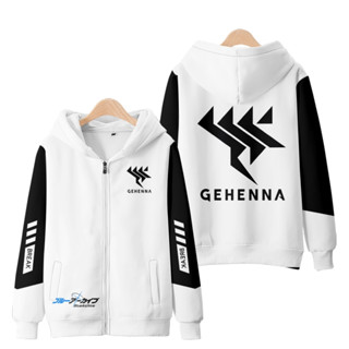 Anime mới Blue Archive Logo đại học Áo Hoodie có dây kéo thời trang nam Nhật Bản dáng rộng dành cho nữ ❥ ❈ Áo len in hình Unisex Áo khoác dài tay có mũ trùm đầu Top Cosplay