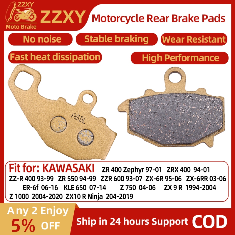 Dành Cho KAWASAKI ER-6F ER-6N KLE650 ZR400 ZRX400 ZR550 1 Cặp Phụ Kiện Xe Máy Sợi Gốm Má Phanh Sau C