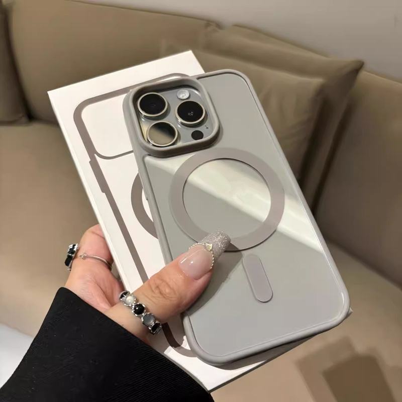 Ốp điện thoại sạc không dây từ tính hình vuông sang trọng cho iPhone 17 16 14 5 13 12 11 Pro Max Matte Acrylic cứng Ốp lưng mềm trong suốt PC cứng iphone