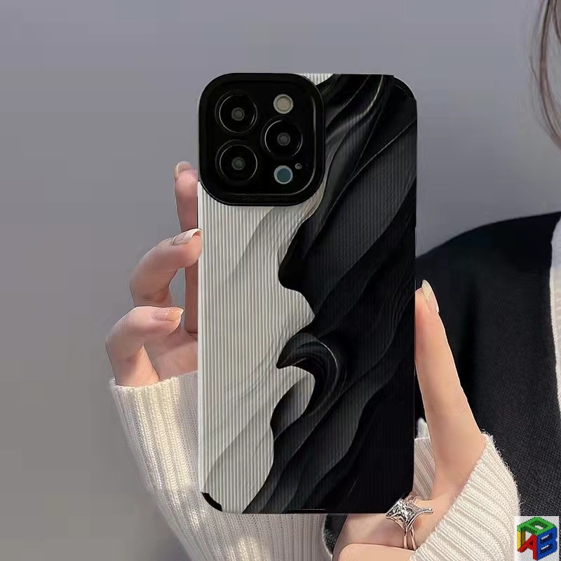 Ốp Lưng Cho Iphone 11Pro Max 14 / 15 / 16Pro Max 11 12 / 13 / 6 / 7 / 8Plus Xr Xmax / 15Promax Vỏ Điện Thoại Gấp Nghệ Thuật Màu Đen Trắng Bao Gồm Tất Cả Vỏ Mềm Chống Sốc Da Cừu