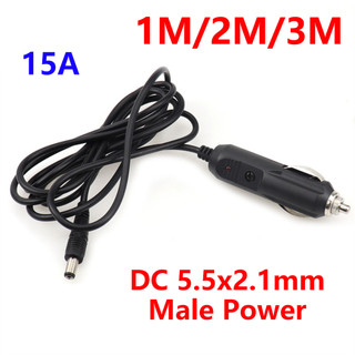 1m / 2m / 3m cáp nối dài xe thuốc lá bật lửa bộ chuyển đổi nguồn 15a sạc cắm dc 5.5mm x 2.1mm nam kết nối
