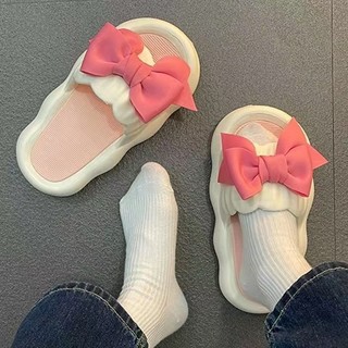 Dép nữ mùa hè Dép đế mềm dày, đế chống trượt dày nơ bên ngoài dễ thương