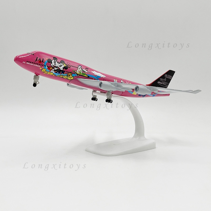 1: 350 Diecast Máy Bay Kim Loại Đồ Chơi Mô Hình Japan Airlines JAL Boeing 747 Mickey Minnie Thu Nhỏ 