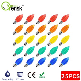 Set 25 Bóng Đèn led 0.6w e12 c7 mini Chống Vỡ Nhiều Màu Trang Trí Giáng Sinh
