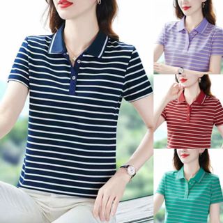 Áo Polo Nữ Áo Sơ Mi Sọc Áo Polo Thom Browne Nữ Nữ Bigsize Áo Sơ Mi Polo Nữ Mùa Hè Tay Ngắn Sọc Áo Sơ Mi Nữ Hàn Quốc Cổ Áo