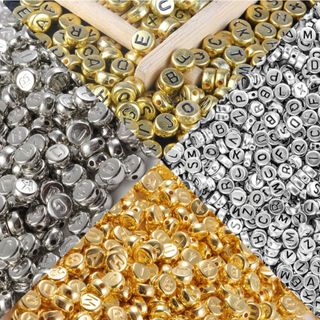  Acrylic Lmitation Vàng Bạc Chữ Hạt 100 Chiếc Khoảng Cách Bảng Chữ Cái Hạt Quyến Rũ Cho Vòng Tay Vòng Cổ Móc Khóa Handmade Phụ Kiện DIY Trang Sức Làm 