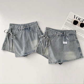 Mùa Hè 2024 Mới Váy Denim Phiên Bản Hàn Quốc Thiết Kế Rửa Nước Cảm Thấy Nơ Đa Năng Chữ A Váy Nửa