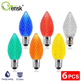6 Chiếc 0.6W E12 C7 Bóng Đèn Màu Mini Chống Vỡ Nến Bóng Đèn LED Trang Trí Bóng Đèn Nhiều Màu Sắc Cho Tiệc Ngoài Trời Đám Cưới Ngày Lễ Trang Trí