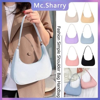 Phong Cách Vintage Túi Xách Nylon Túi Đeo Vai Nữ Đơn Giản Nách Túi Nhẹ Hobo Túi Màu Trơn Dây Kéo Túi Xách