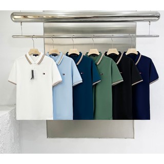 Tm Nam Nhỏ Cờ Ba Màu Tay Ngắn Ve Áo Cổ Áo Sơ Mi Polo Thêu Cổ Và Còng Sọc Giải Trí Kinh Doanh Phiên Bản Cao Cấp Bán Chạy 3XL Áo