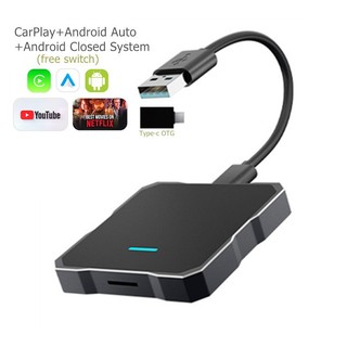 Xe di động Chơi AI HỘP Bộ chuyển đổi CarPlay không dây Android Auto với Youtube Netflix Dongle Smartbox cho iPhone Android 12 + Điện thoại