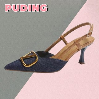 Giày nữ Giày cao gót nhọn nhẹ phong cách sang trọng Baotou Skinny sandal phương pháp Asaguchi cusp Giày cao gót Denim