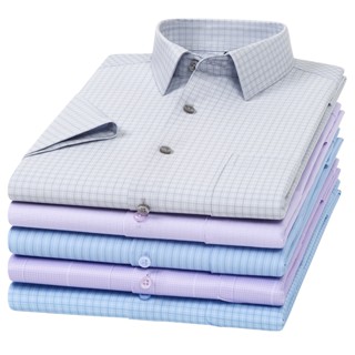 Mùa Hè Thường Ngày Không Sắt Tay Ngắn Kẻ Sọc Phong Cách Hàn Quốc Văn Phòng Kinh Doanh Làm Việc Xã Hội Áo Sơ Mi Nam