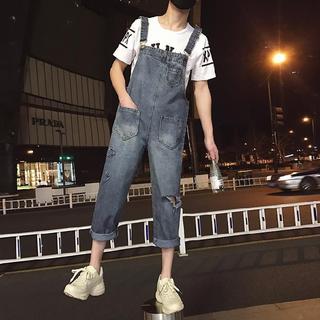 Yếm Old, chín lỗ, denim Kiểu quần jean Dungarees Denim Jumpsuit Yếm quần