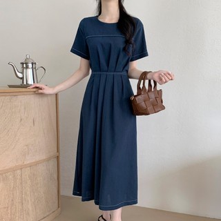 74540 Đầm eo hẹp cổ vuông cổ vuông cổ điển kiểu Pháp