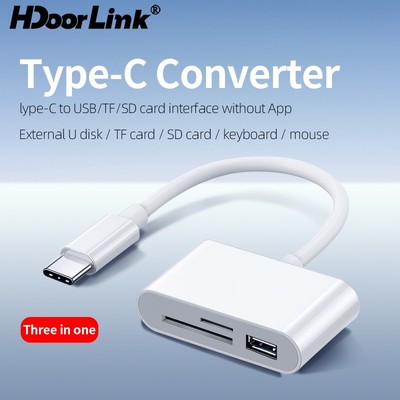 Hdoorlink Đầu Đọc Thẻ 3 Trong 1 SD TF Đầu Đọc Thẻ USB C Loại C OTG Đa Chia Cho Macbook Điện Thoại Laptop