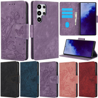 Ốp lưng retro cho samsung galaxy s23 fe s24 ultra s23 ultra s22 ultra s21 fe s24 plus s23 plus s22 plus s21 plus s21 + ví hoa bướm da pu mềm flip stand cover