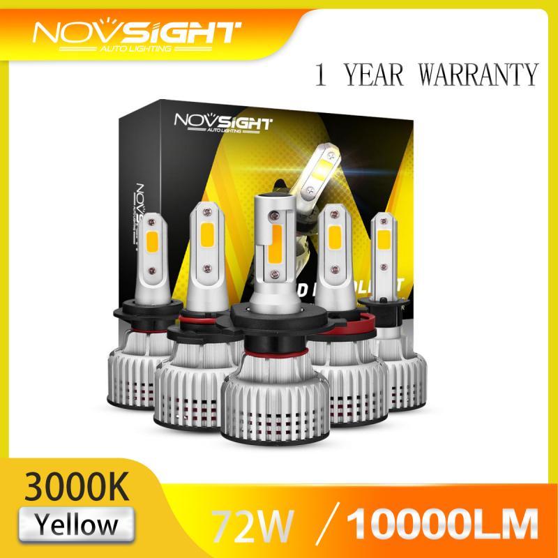 Đèn pha LED NOVSIGHT N12Y H4 H11 H7 3000K 10000LM 72W Đèn sương mù màu vàng