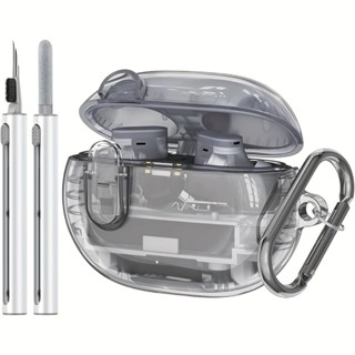 Ốp lưng Beats Studio Buds / Studio Buds Plus Clear 2021 / 2023 với bộ sạch hơn, Vỏ bảo vệ khóa an toàn cho hộp đựng tai nghe Beats Studio Buds + có móc khóa