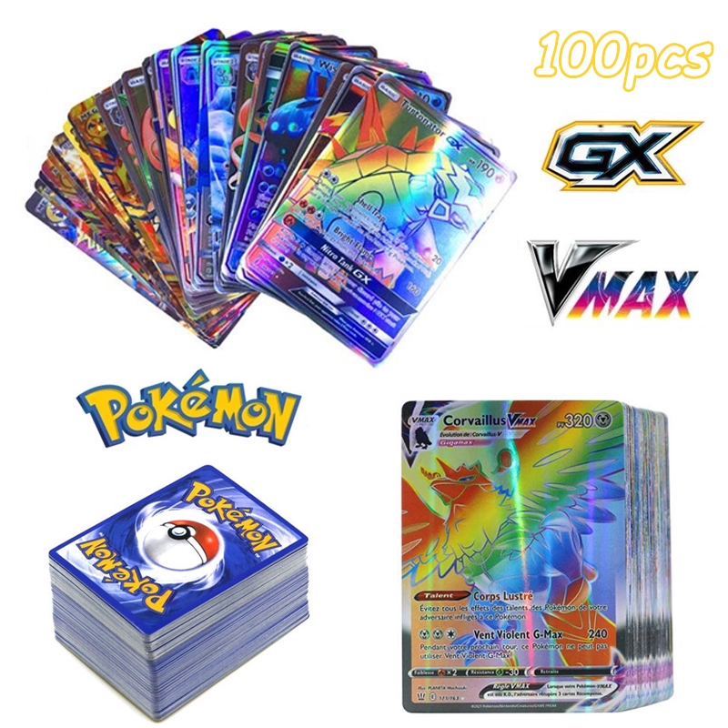 100 Chiếc Vmax / GX Pokemon Thẻ TCG Thẻ Giao Dịch Pokemon Booster Shining Cards Trẻ Em Trò Chơi Quà 