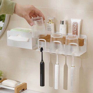 Giá đỡ bàn chải đánh răng gỗ chắc chắn bàn chải đánh răng giá để đồ kem đánh răng cốc nước súc miệng treo tường điện