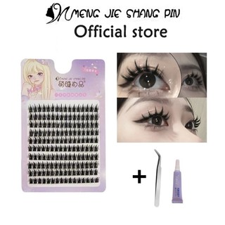 Mengjieshangpin Hộp Lông Mi Giả 10 Hàng Có Gai Lúa Mì Dày Tự Nhiên【36000VND gửi tặng keo+cái nhíp】