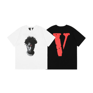 Áo thun cotton unisex in hình thời trang VLONE tay ngắn