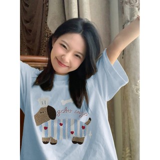 Ocean Blue Pure Cotton Áo Thun Nữ Tay Ngắn Mùa Hè 2024 Mới Dopamine Rời Thiết Kế Thường Ngày Cảm Giác Quần Áo
