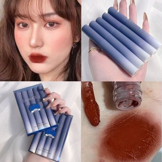 Set 5 Cây Son Môi Vỏ Nude Lì Lâu Trôi Chống Nước Son Kem hạt dẻ Không Dính Cốc Không Phai Màu